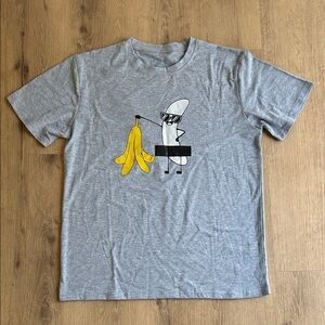 Gray Graphic T-Shirt with Cartoon Design